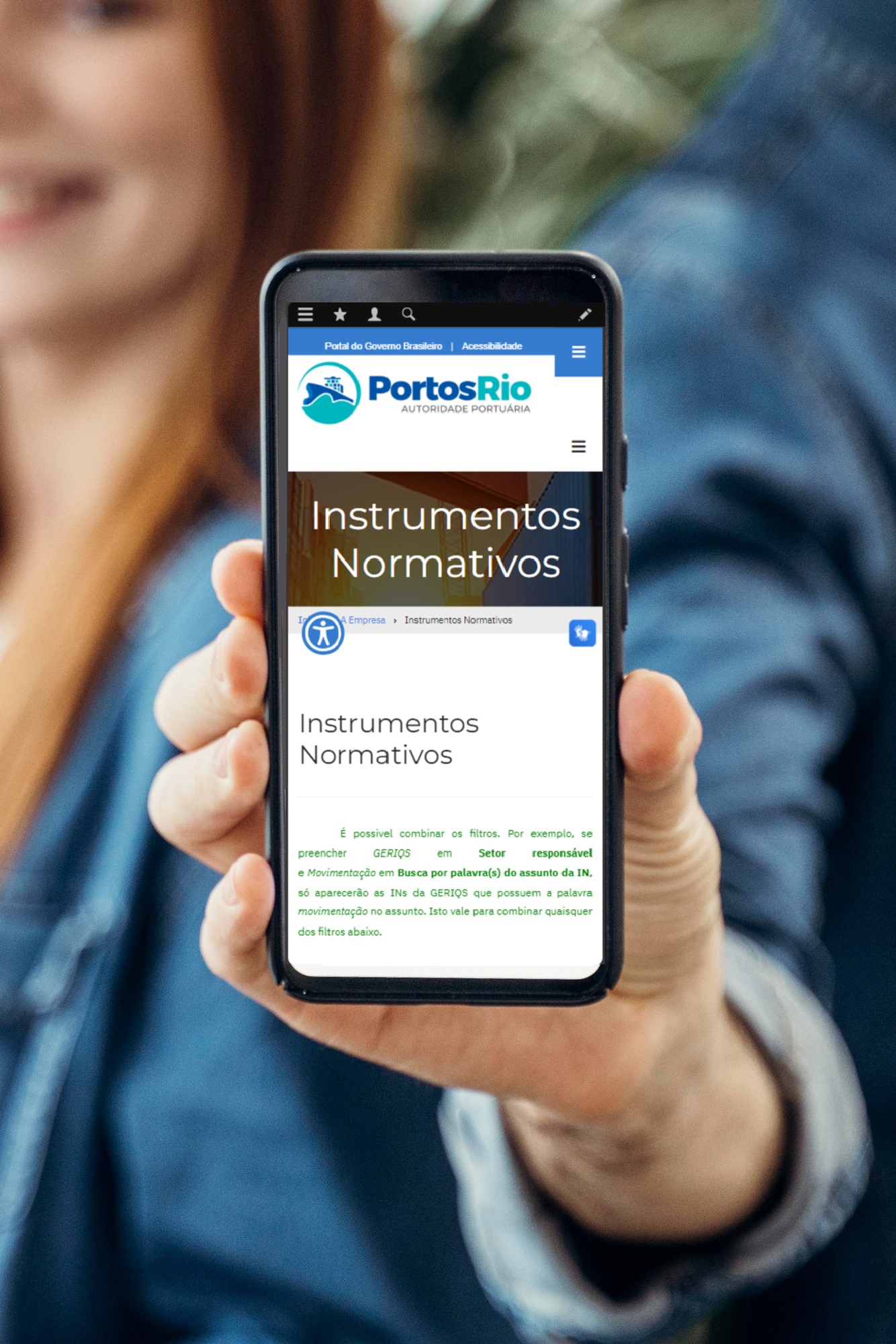 celular mostrando pagina Instrumentos Normativos