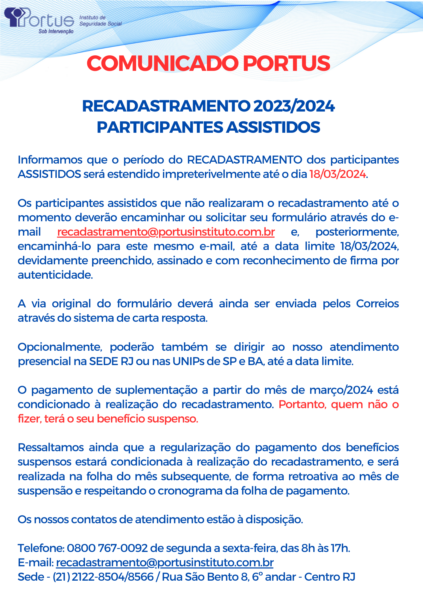 comunicado portus recadastramento mar 24